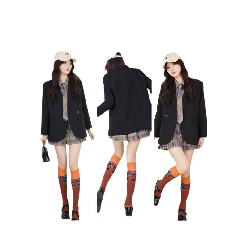 P331Women's Black Korean-Style Small Suit Jacket Versatile Casual Wear for Students
