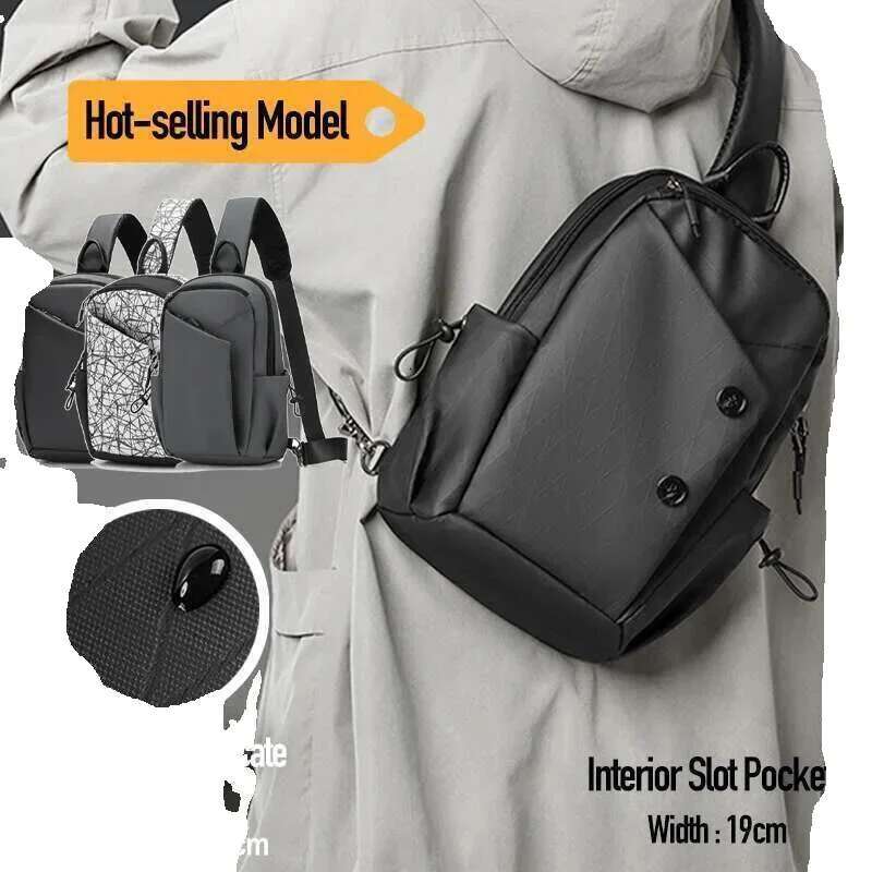 Male Sg Bag Waterproof, Brand L&M Men's Chest Bags Lightweight, Large Capacity Shoulder Packet, Fashion Crossbody Backpack