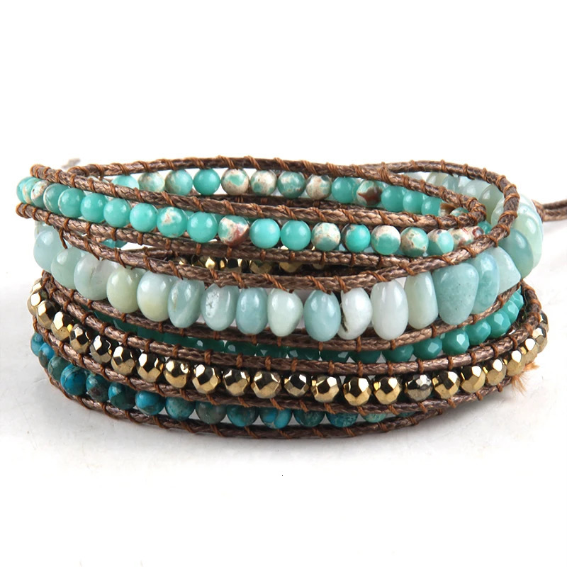 Fashion Bohemian Jewelry Natural Stones er 5 Strands Mix Handmade Wrap Bracelets Festival Gift 250318