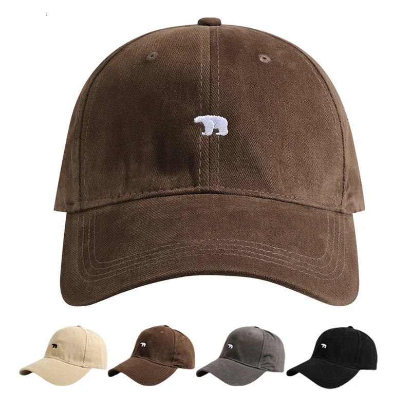 Womens and mens summer baseball caps polar bear embroidery hiphop snap caps cotton sun hats unisex casual Visor hats 250318