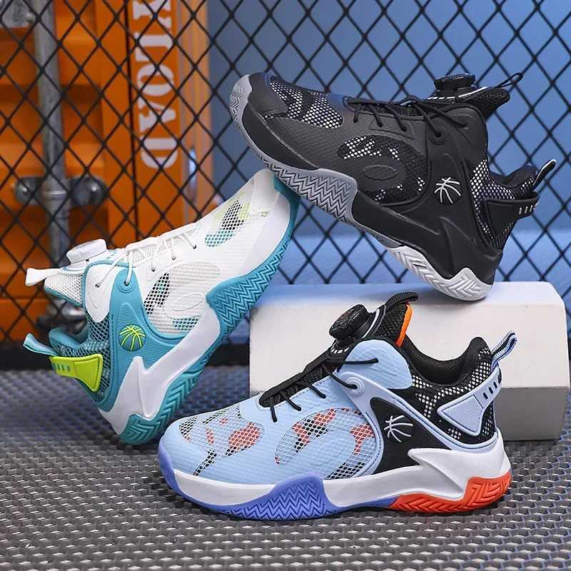 Childrens high basketball shoes boys anti slip running shoes thick soled durable childrens outdoor training shoes W250324