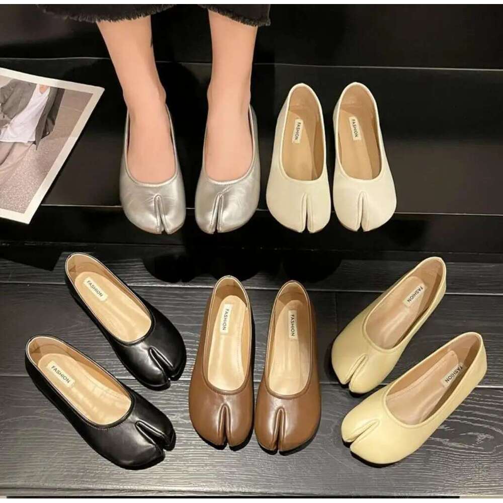 Tabi Ninja Shoes Woman Microfiber Leather Comfy Flats Split Toe Slippers Soft Bottom Loafers Brief Ladies Trotter Moccasins