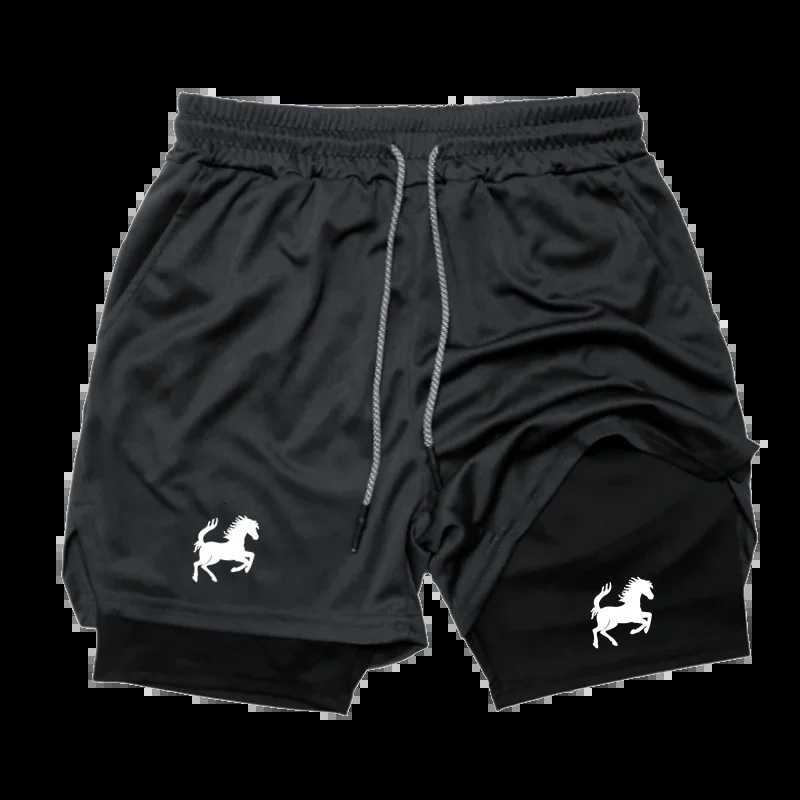 Mens 2-layer double-layer sports shorts casual gym exercise tight shorts brand jogging net fast drying sportswear summer W250324