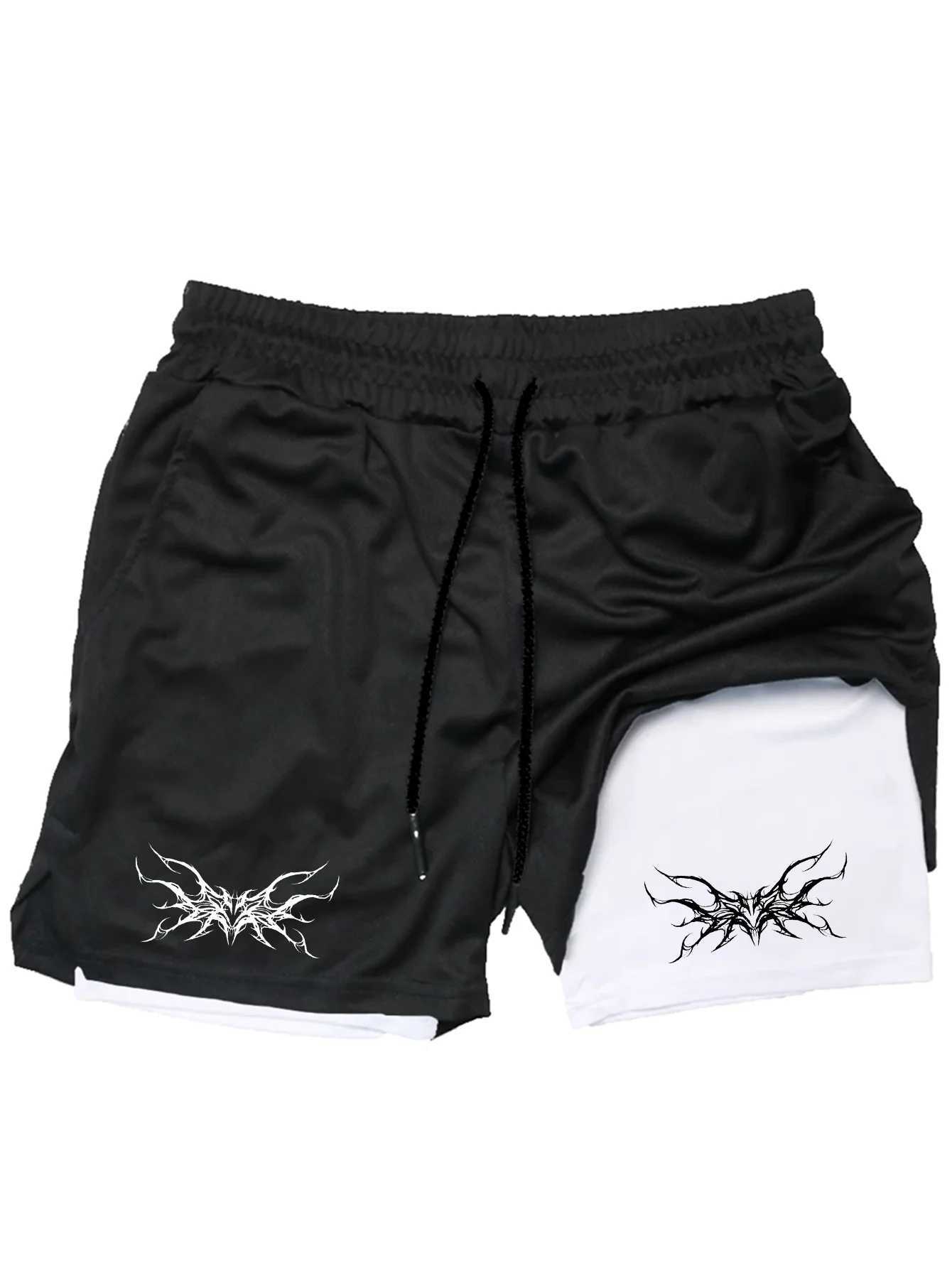 Mens sports shorts 2 jogging and running training in the gym breathable fitness double-layer hidden pocket shorts W250324