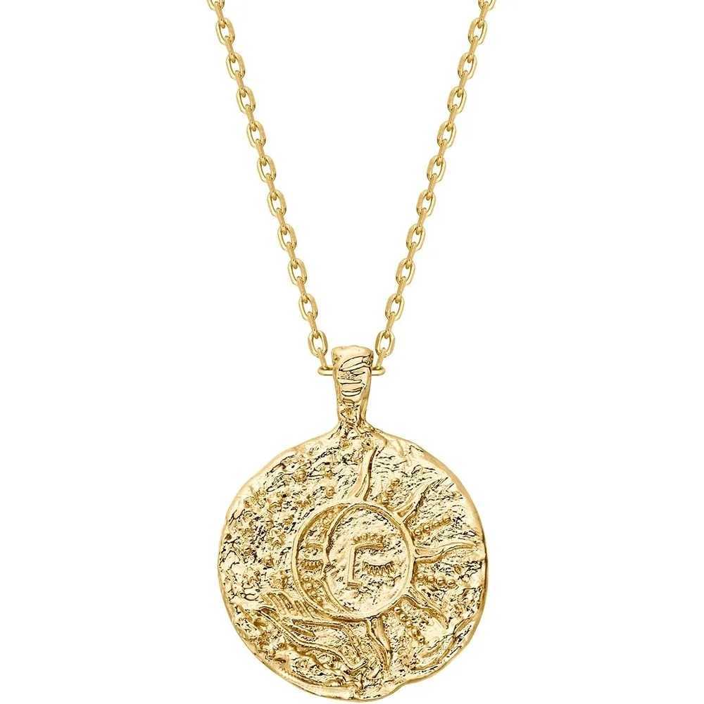 Gold plated and silver plated carved coin pendant necklace suitable for women Byzantine coin pendant Bohemian necklace W250325