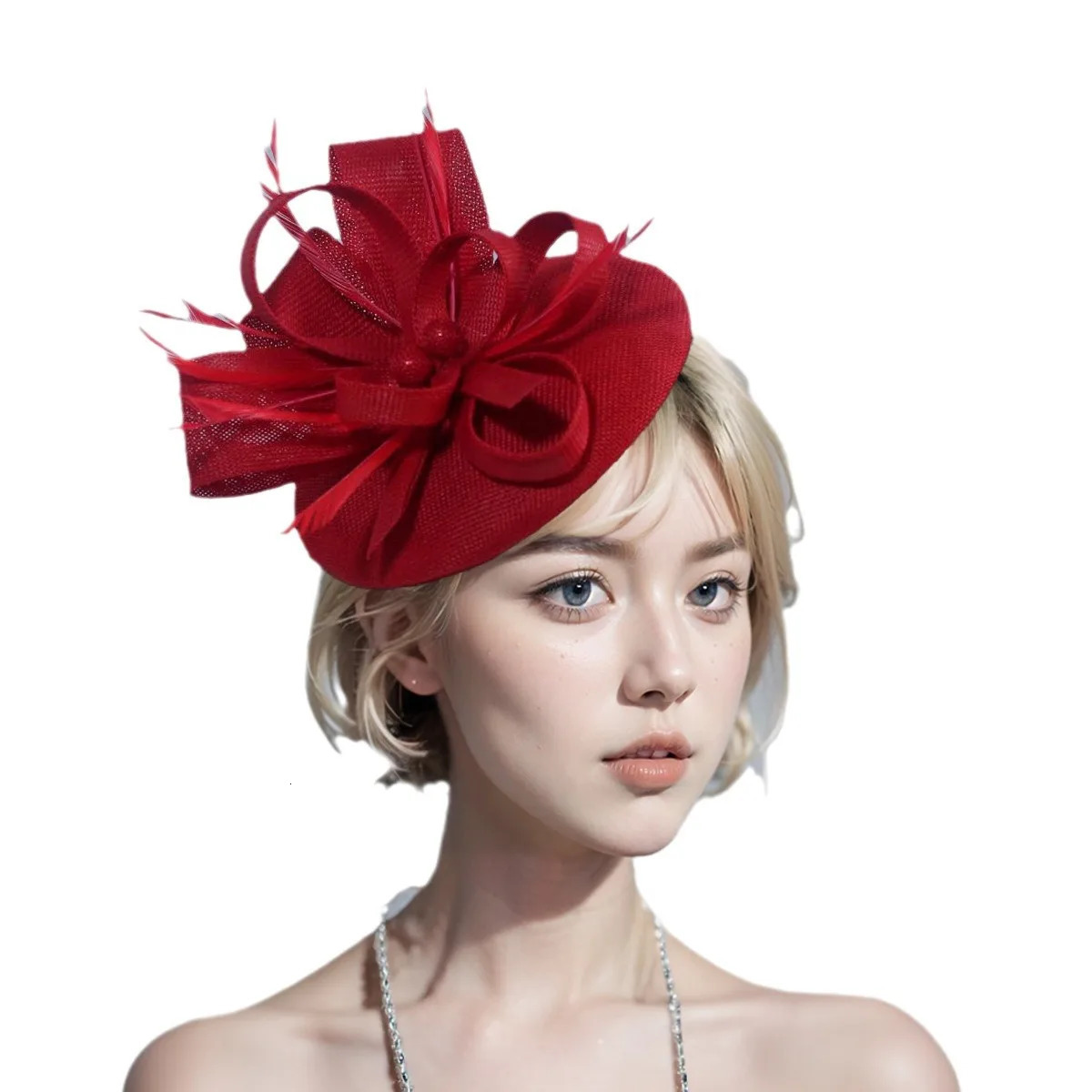 Women Chic Fascinator Hat Cocktail Wedding Party Church Headpiece kentucky Headwear Feather Hair Accessories Chinese Fascinators 250322