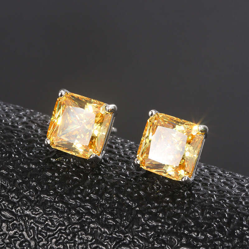 Zhuang Shengsheng Jewelry Yellow Dia Fashion Elegant Women's Square Earrings