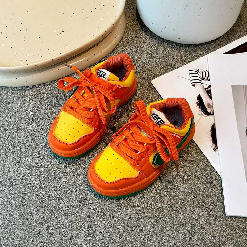Childrens casual shoes seasonal childrens single sports shoes Mandarin colored basketball sports shoes boys and girls sports shoes board shoes W250324