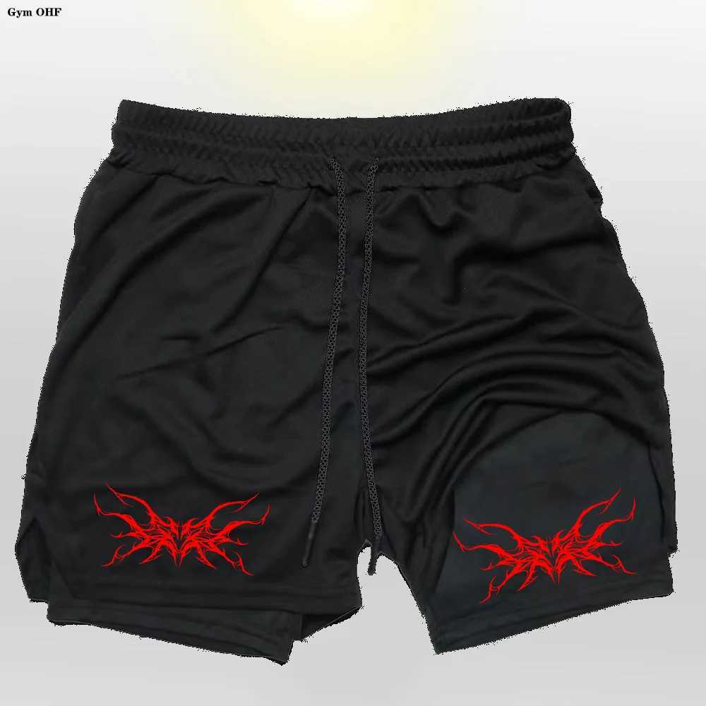 Mens sports shorts 2 jogging and running training in the gym breathable fitness double-layer hidden pocket shorts W250324