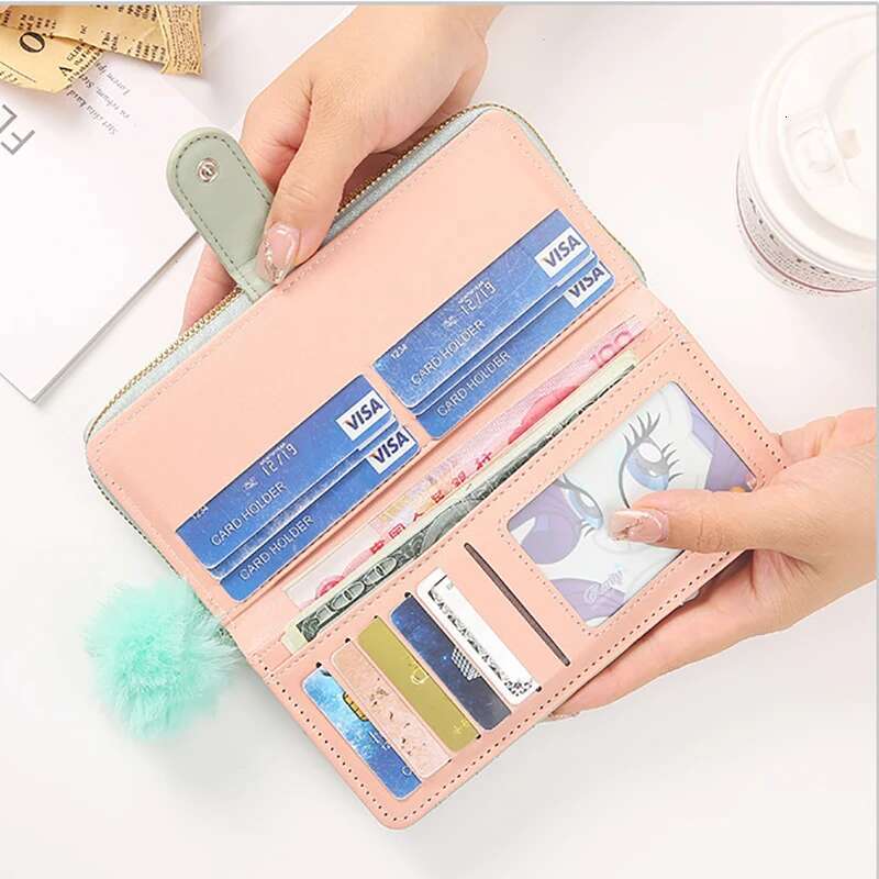 2025 new women's long wallet leather holder, large capacity zipper, coin wallet, multi card storage, mobile phone wrist guard, designer fashion h