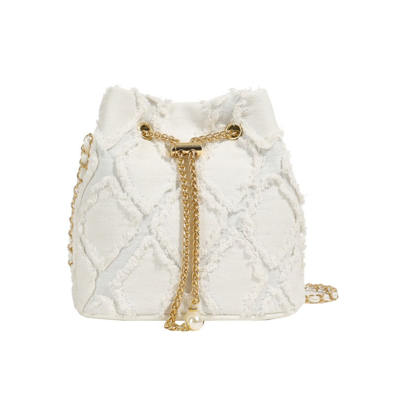 Denim bag Summer patchwork one-shoulder bucket bag for women crossbody 2025
