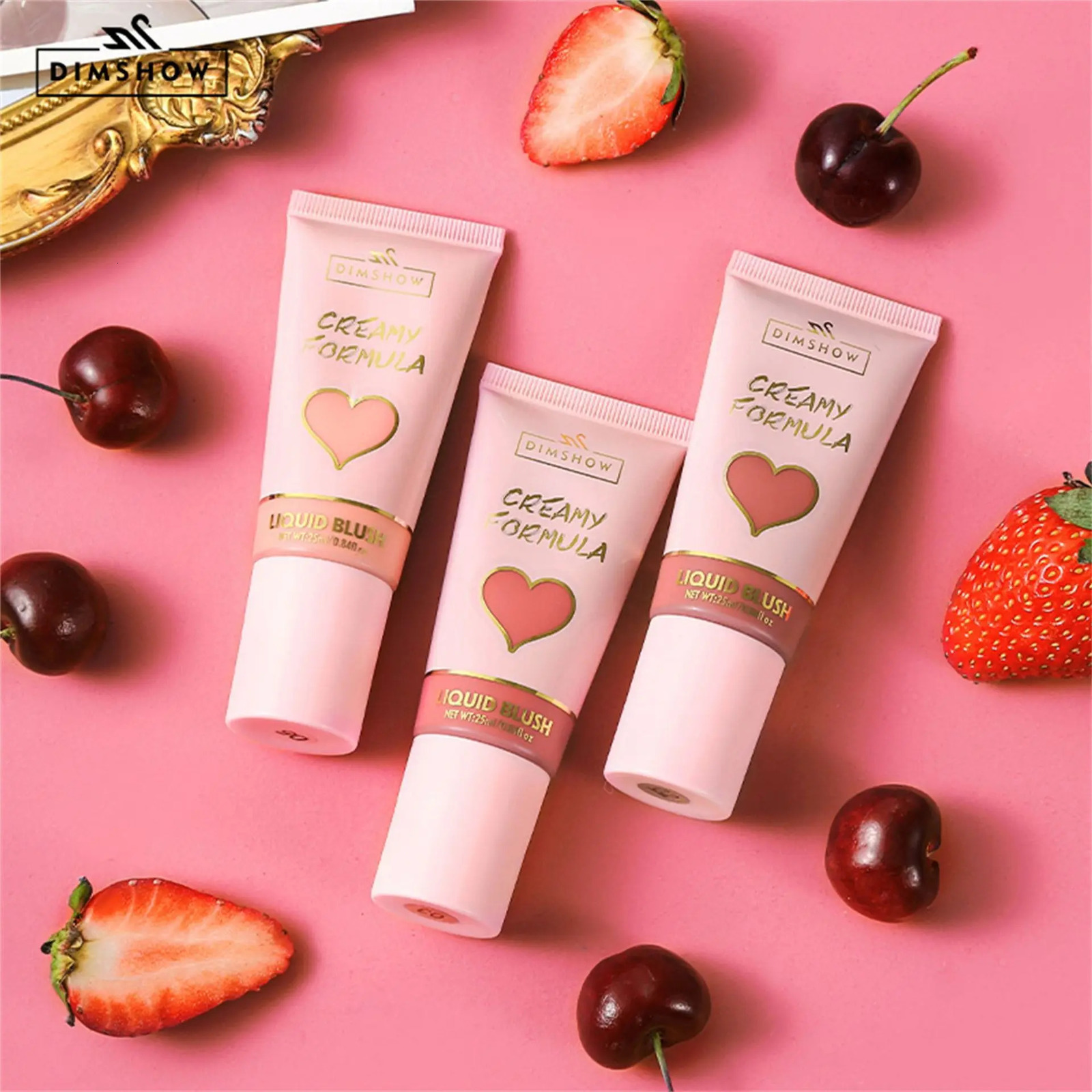 DIMSHOW 6 Color Head sponge head velvet skin sense lips and cheeks with low light moisturizing water and easy color blush 250324