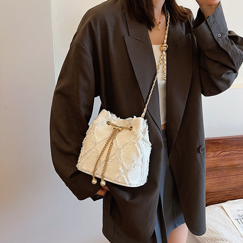 Denim bag Summer patchwork one-shoulder bucket bag for women crossbody 2025
