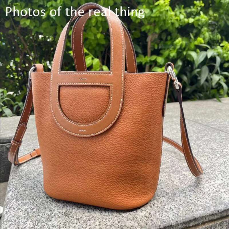 2025 Women Top Handle Cowhide Bucket Bags Basket Crossbody Shoulder Bag Elegant And Stylish Handbags Genuine Leather