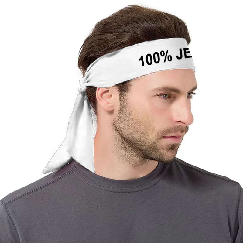 100 jesus sports head tie headband Soccer Football White Black Athletics Fitness Sweatband Bandana Stretch Sweatband Headwrap % 250324