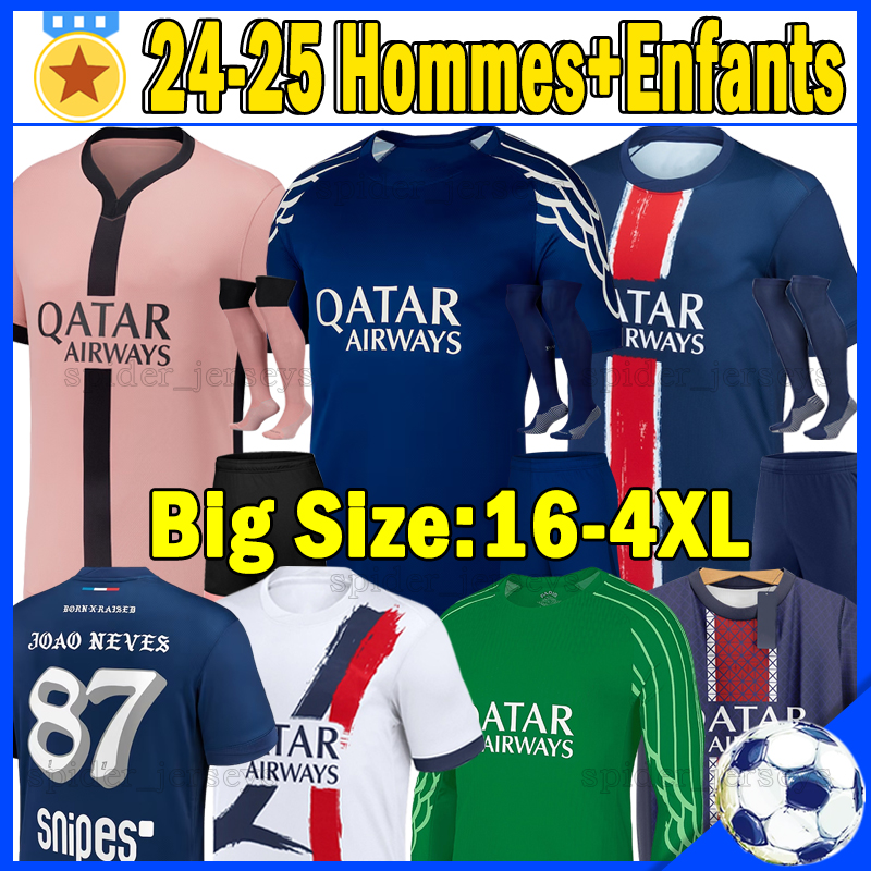 XXXL 4XL 24 25 O.DEMBELE PSGES soccer jerseys Wing D.DOUE JOAO NEVES BARCOLA 2024 2025 2026 KOLO MUANI KIMPEMBE goalkeeper football shirts Player version kids kits