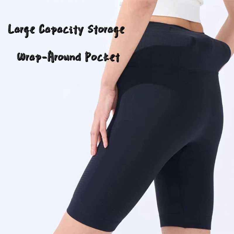 Wrap style mesh waist bag marathon running shorts for women fast drying high elasticity fitness training compression shorts W250324