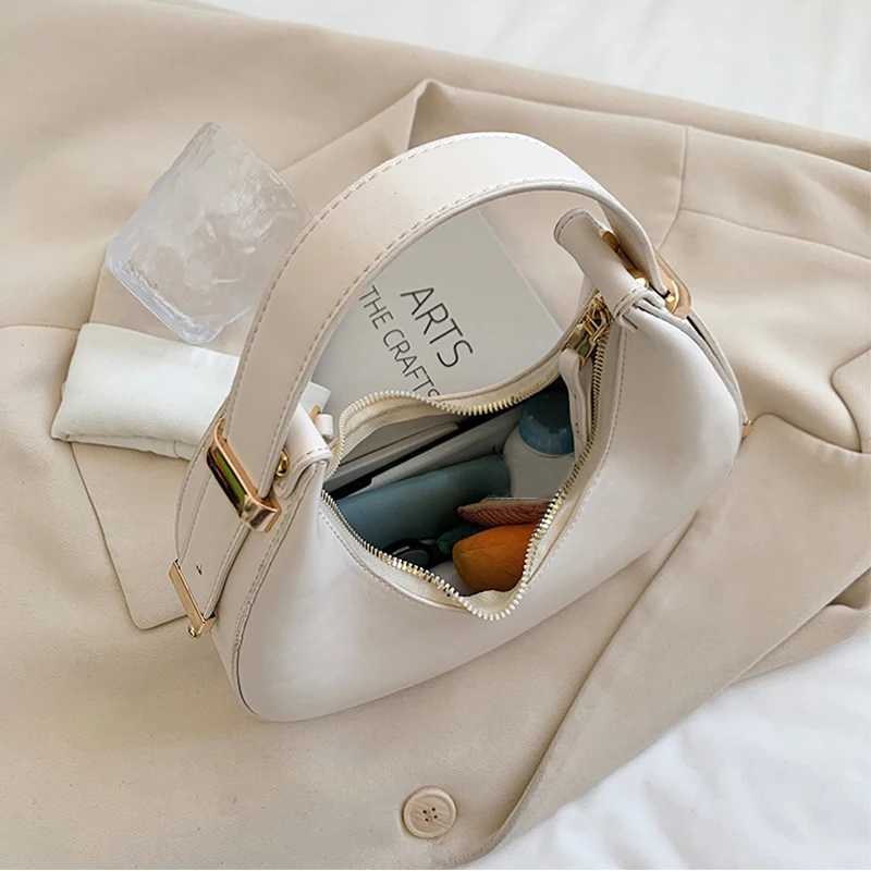 PU leather womens luxury designer handbag wallet fashionable retro wallet double zipper half moon new moon homeless shoulder bag Y250324