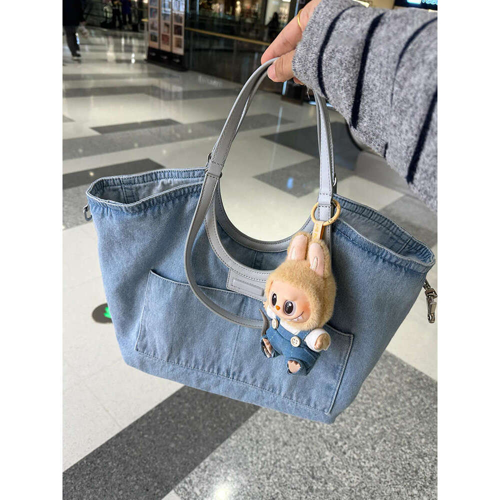 Women's Bags Washed denim tote bag for women new item, niche and high-end, large capacity double-sided underarm bag, handbag