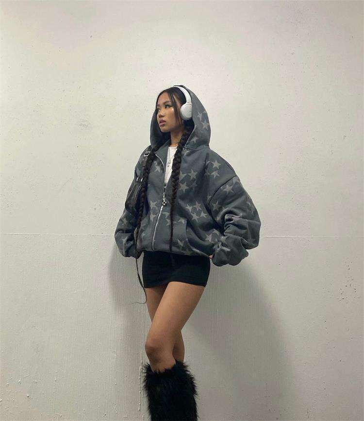 Street punk style top hip-hop new with letter pattern print hoodie