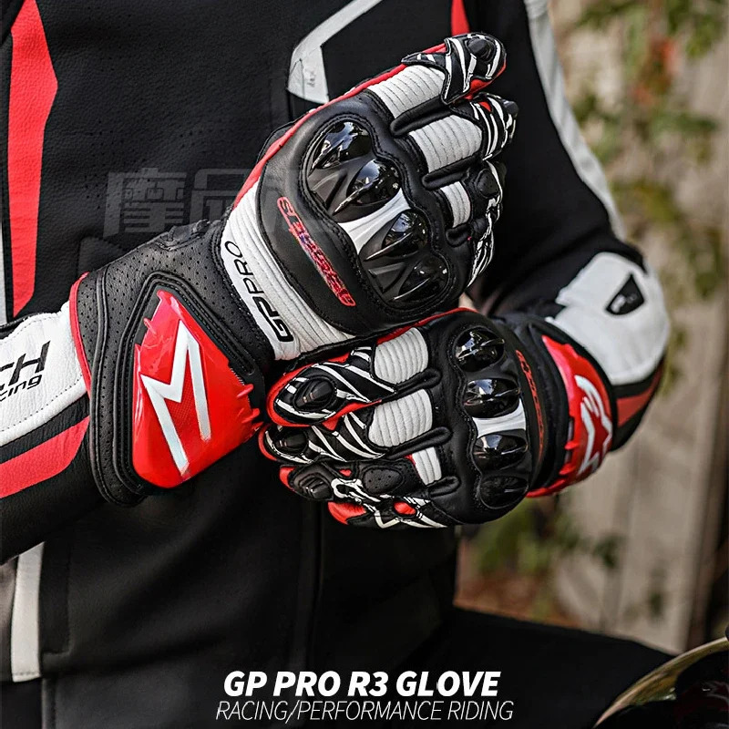 Motorcycle Gloves For GPPROR 3 Leather Racing Moto Gloves Men Wear-resistant Genuine Motorcross Gloves Breathable Guantes Moto 250324