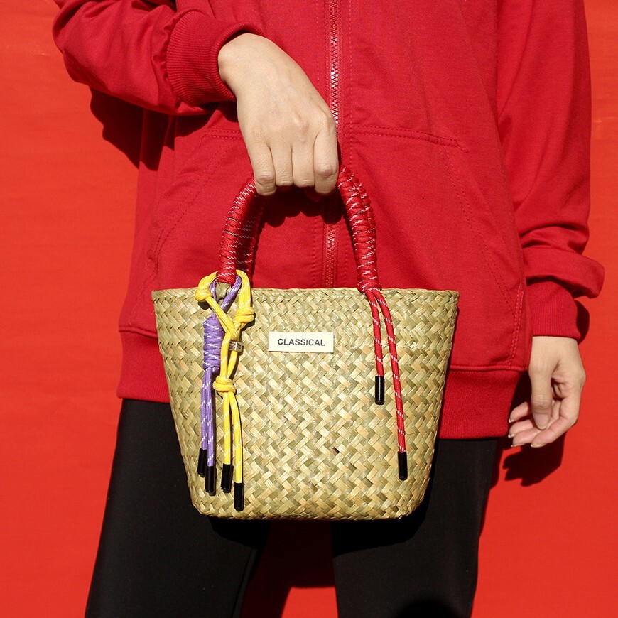 Straw Festive Wedding Bridesmaids Hand Gift Handbag Hand-woven Festival Company Annual Meeting Full Moon Hand Bag for Women