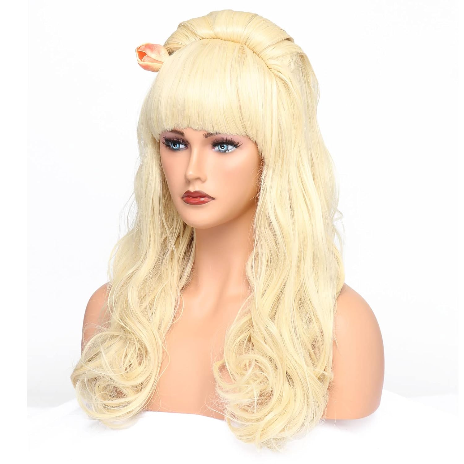 Long Wavy Blonde Wig Women's Big Costume Wig Bouffant Beehive Wigs Curly Hair Wigs for Women