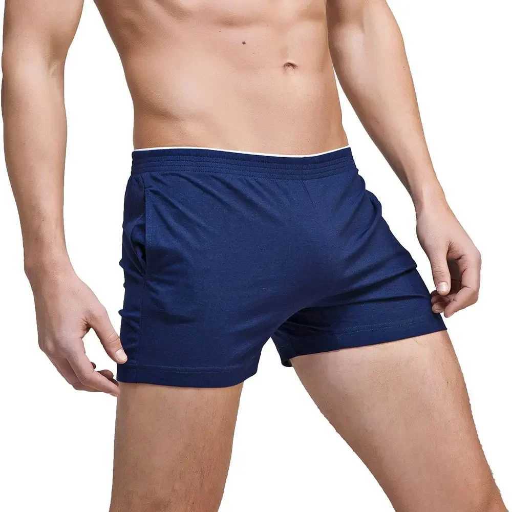 Mens running exercise shorts cotton gym training lounge sleep bottom elastic waist casual pajamas pocket jogging home clothes W250324