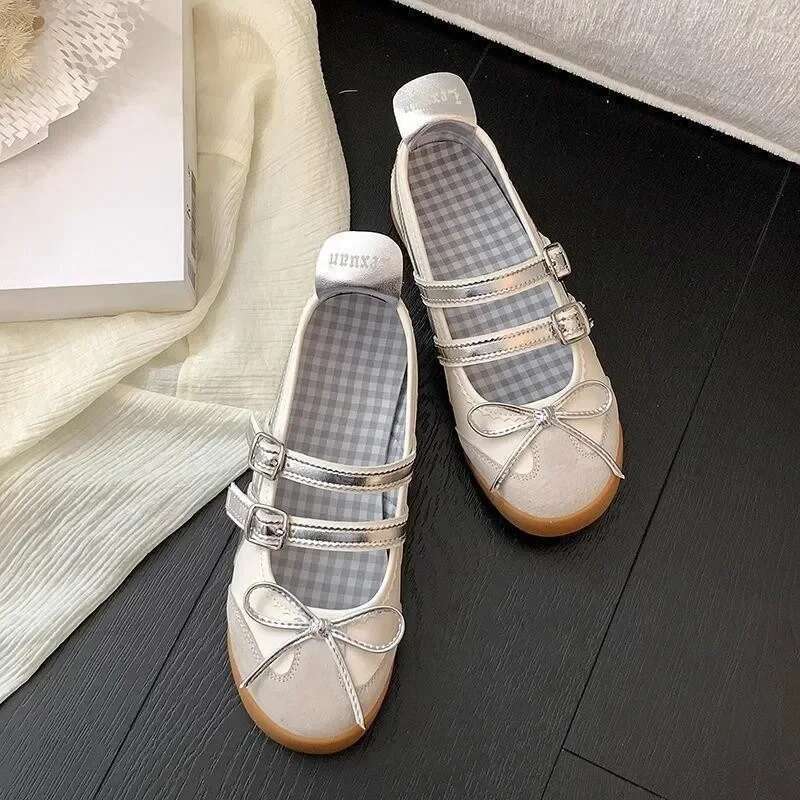 Summer Women Bow Ballet Dance Mary Jane Spring Fashion Designer Sneakers Jk Uniform Flat Lolita Soft-soled Casual Shoes