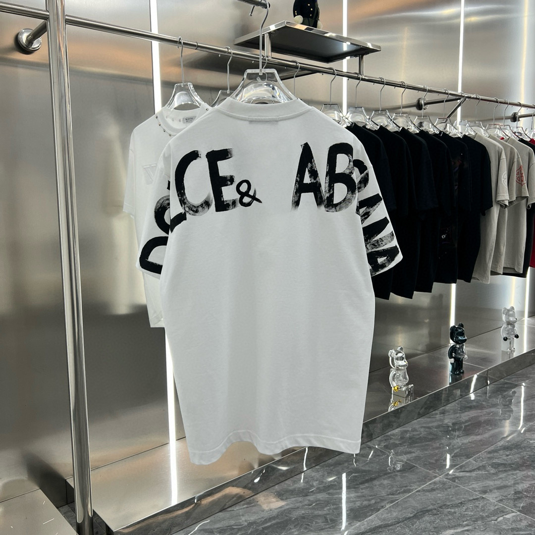 6a summer mens designer t shirt casual 25ss man womens loose round neck tees dolcegabannas dolces gabannas gabbanaly embroidered and letters print short sleeves top