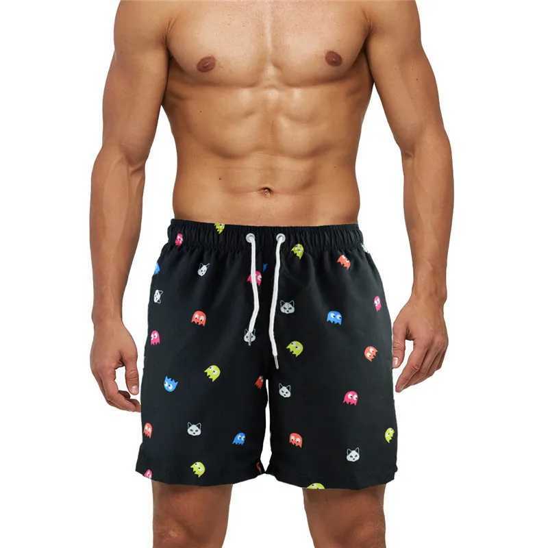 Summer mens running shorts jogging gym fitness printing training fast drying beach shorts W250324