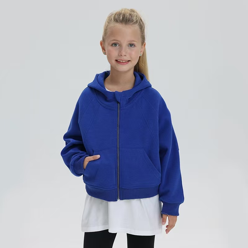 Kids Yoga Hoodie Girls Hooded Sweatershirt Coat Fleece Girl Boy Fintness Children Full Zipper Jacket Keep Warm K03