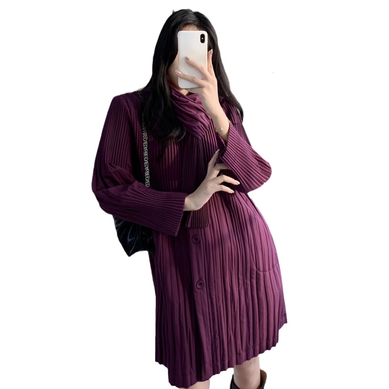 Winter high-end pleated design mid to long cotton women's outerwear warm and fashionable mother's clothing