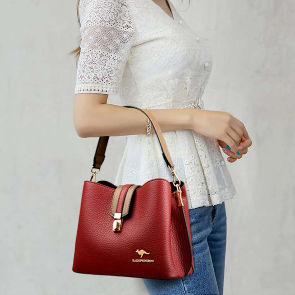 Genuine Brand Leather Purses And Handbags Designer Small Shoulder Crossbody Hand Sac Ladies Casual Bucket Messenger Bags