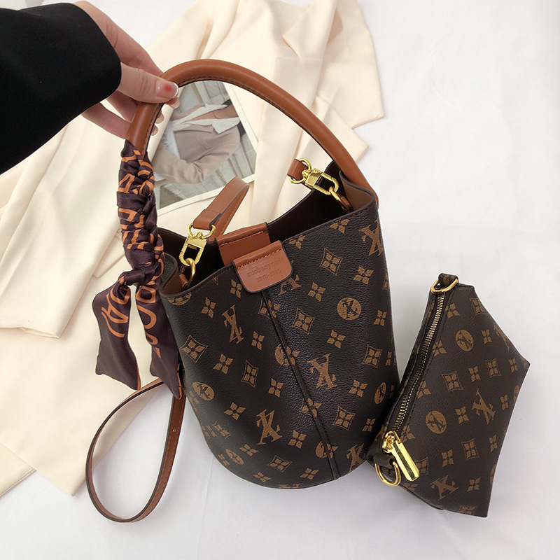 Women's bag New fashion printed bucket bag with all-in-one shoulder crossbody tote 2025