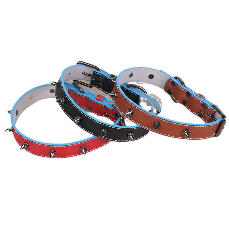 New customized models PU pet collar soft double-layer design rivets decoration fashionable and beautiful cats and dogs common