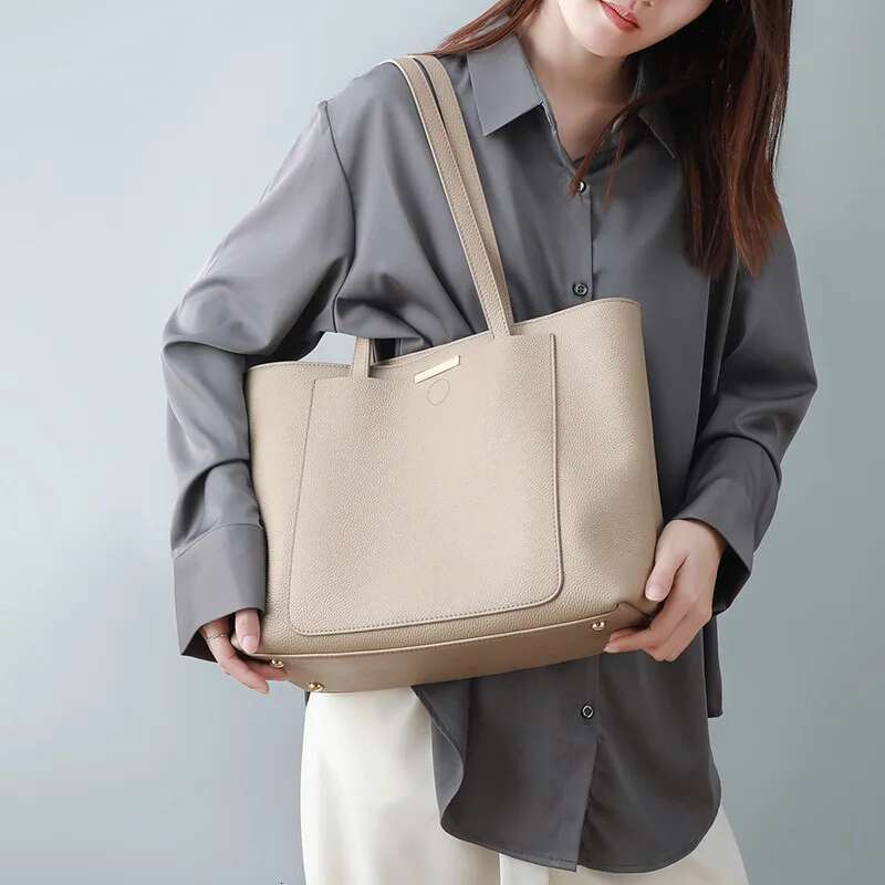 2023 Autumn Genuine Shoulder Bags For Women Brands Designer Ladies Large Casual Totes Soft Leather Female Shopping Bag