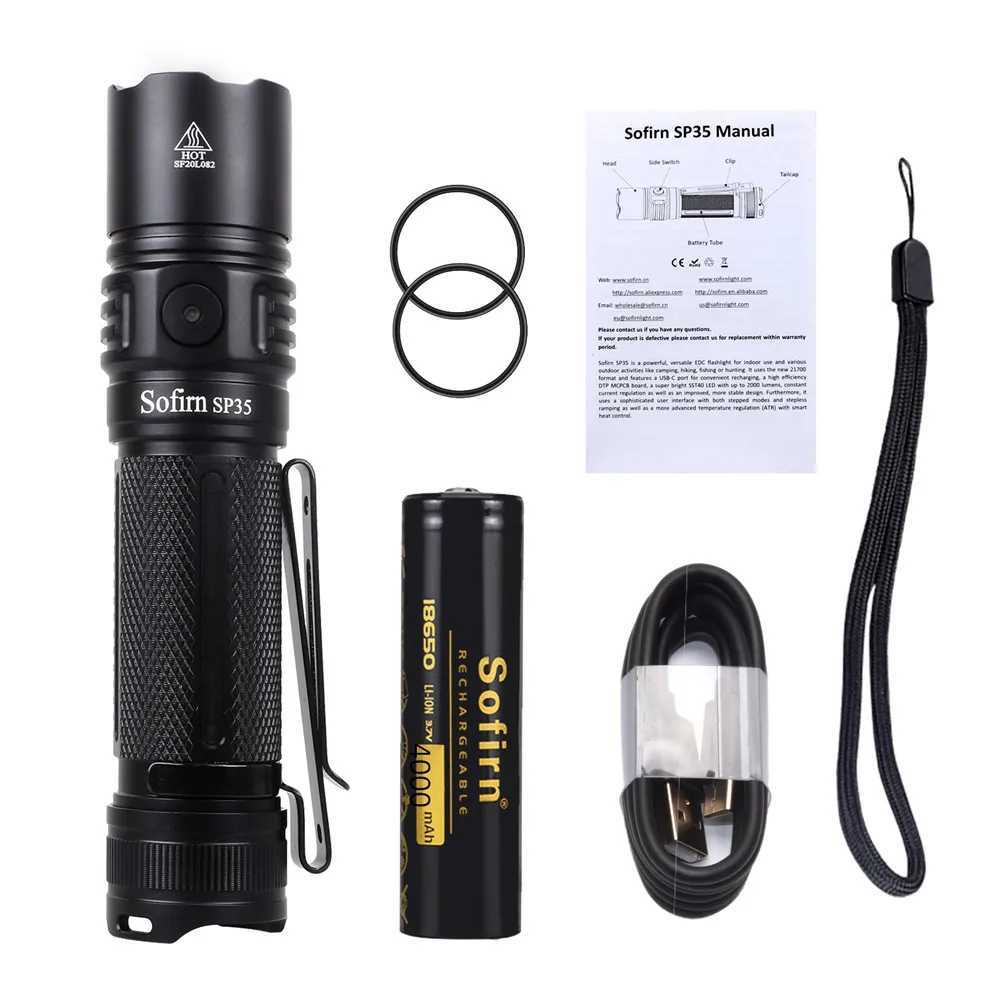 Sofirn SP35 charging LED flash 21700 Type C 2A SST40 2200lm torch 2 sets with ramp power indicator updated ATR Z250325