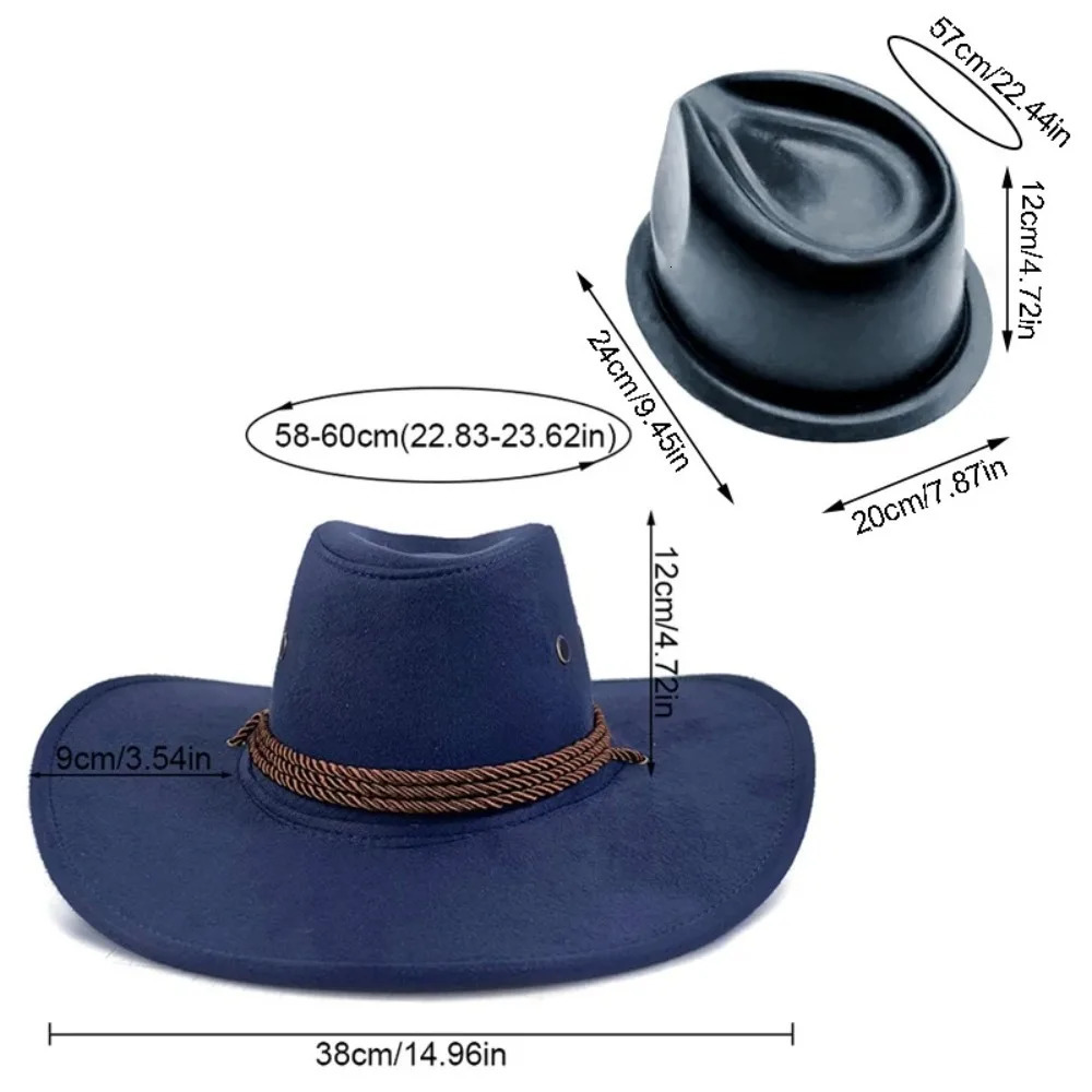 Retro denim suede jazz hat womens artificial felt leather solid color sun hat German beer festival hat Panama hat 250322