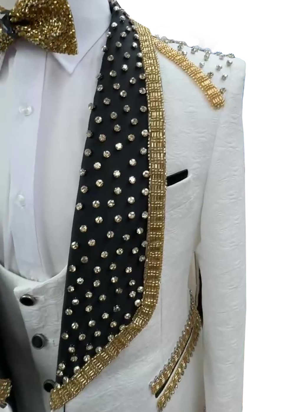 Designer Wedding Tuxedos Jacquard Beaded Men Suit Shawl Lapel 1 Piece Set Jacket Party Evening Groom Business Blazers Customized