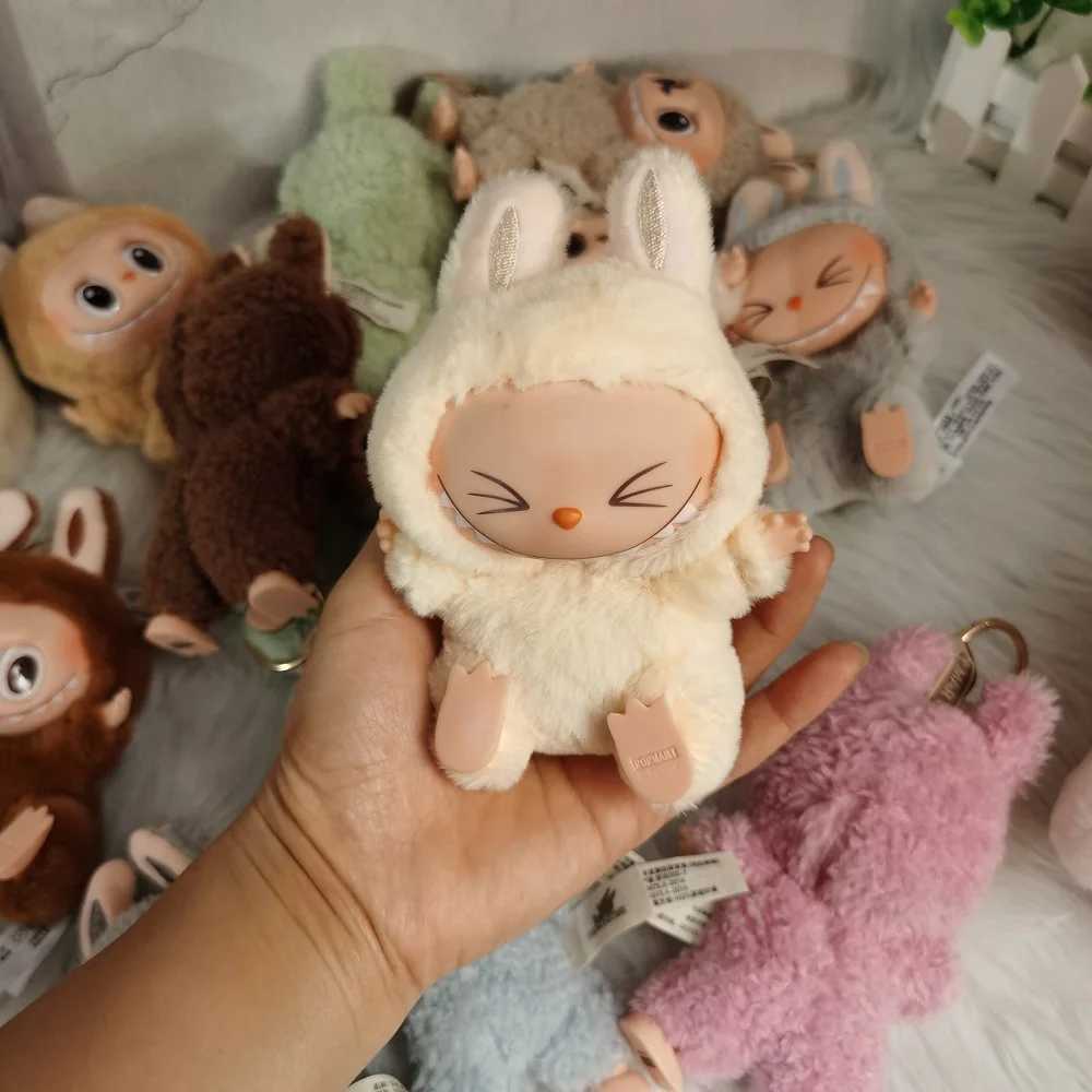 17cm Pop Mart Cute Labubu Fabric Mysterious Blind Box Heart Rhythm Macaron Series Doll Labu Fabric Plush Backpack Pendant Toy GiftT250325