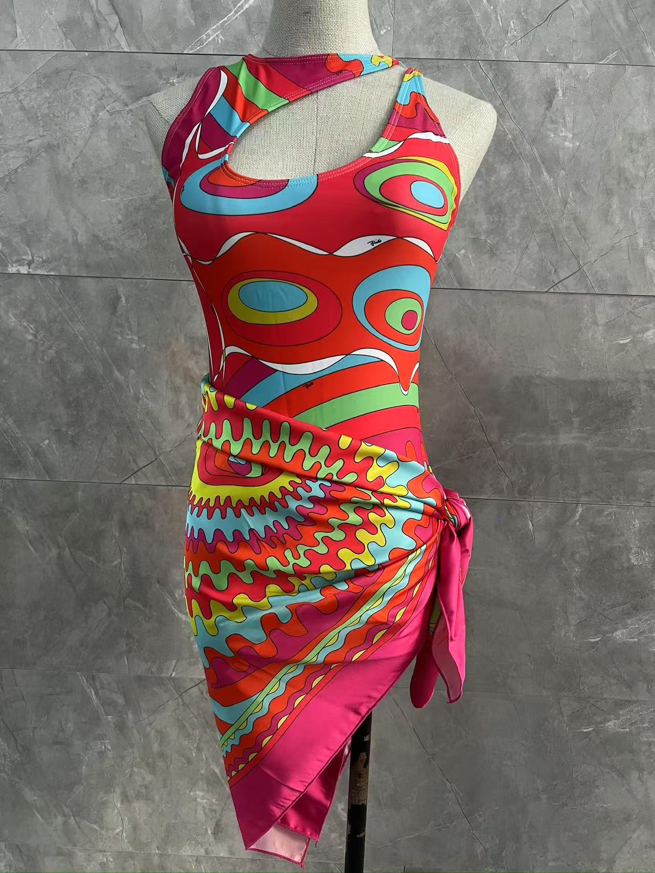 Women's Swimwear 2025 Striped Bikini Scarf Beachwear Women Swimsuit Three Piece Of Bathing Suit Thong