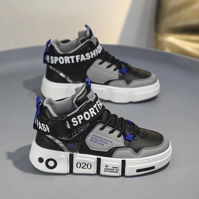 Brand childrens sports shoes casual shoes boys high board shoes leather basketball sports shoes childrens casual sports walking shoes W250324