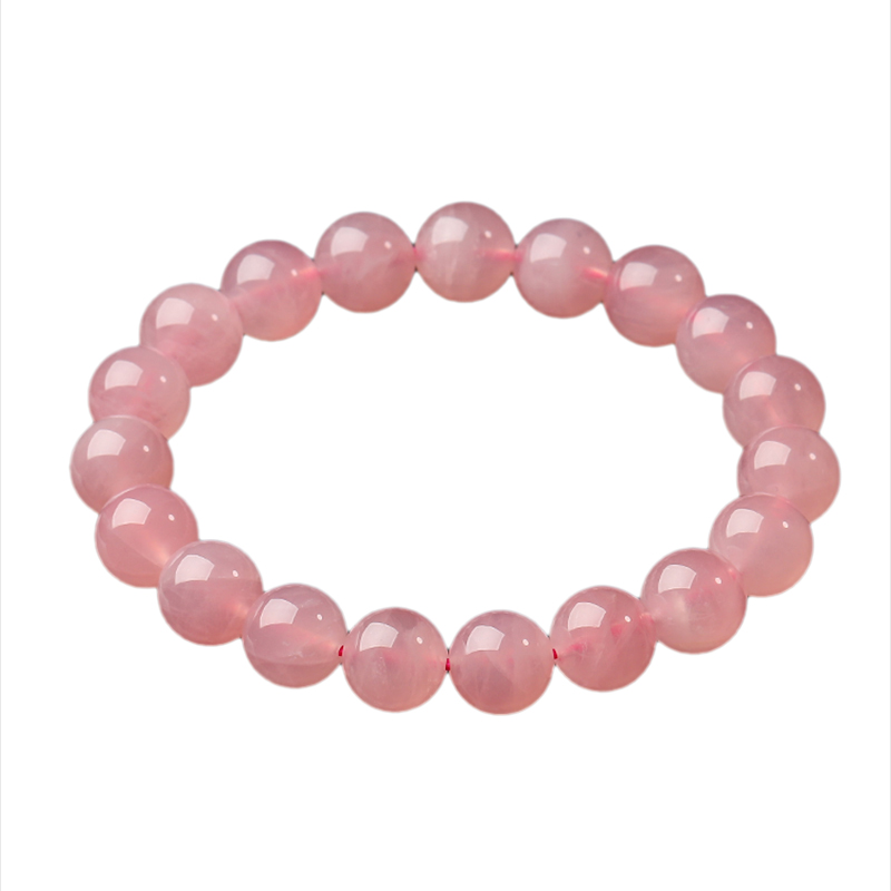 Natural Powder Loose Beads Madagascar Jelly Pink Crystals Bracelet Women Single Loop