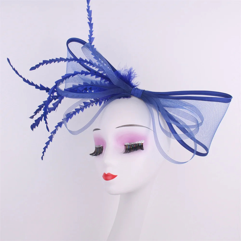 Purple Elegant Butterfly Charm Party Hat Wedding Headwear Bridal Hair Accessories Feather Pillow Hat Derby Head Finish Cotton Hat 250322