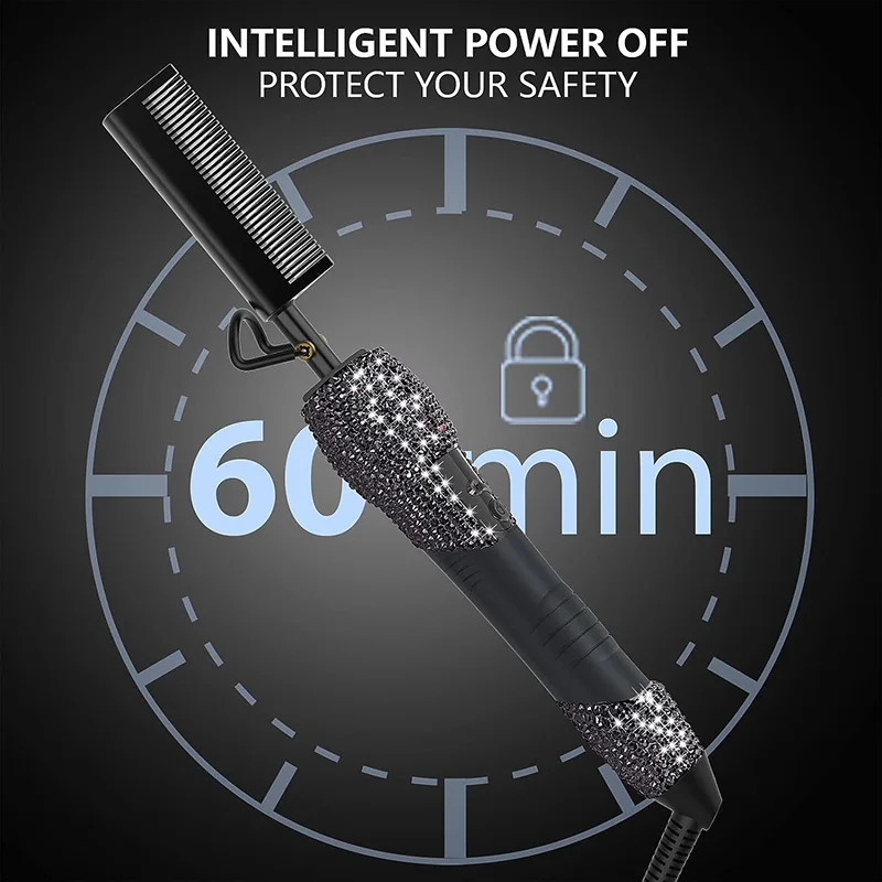 Comb Electric High Heating Comb Hair Straightening with Bling Diamonds LCD Digital Peigne Chauffant 250324