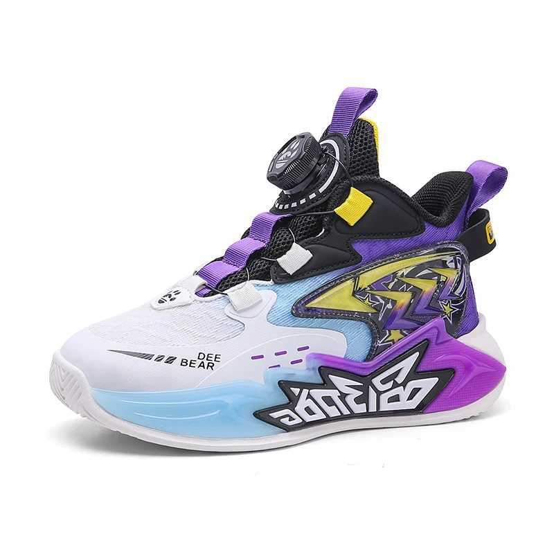 Trend Swivel Buckle Childrens Basketball Sneakers for Boys and Girls Non slip Soft Bottom Casual Sneakers for Childrens Running Shoes W250324