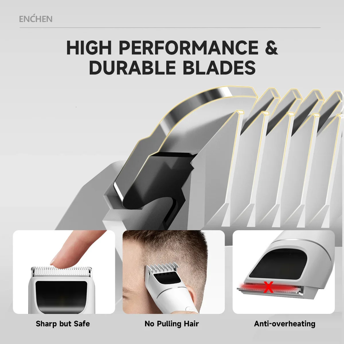ENCHEN Hair Clipper Hair Trimmer Hair Cutting Machine Beard Shaver Cordless Adjustable Body Trimmer for Men Travel Lock Boost 2 250324