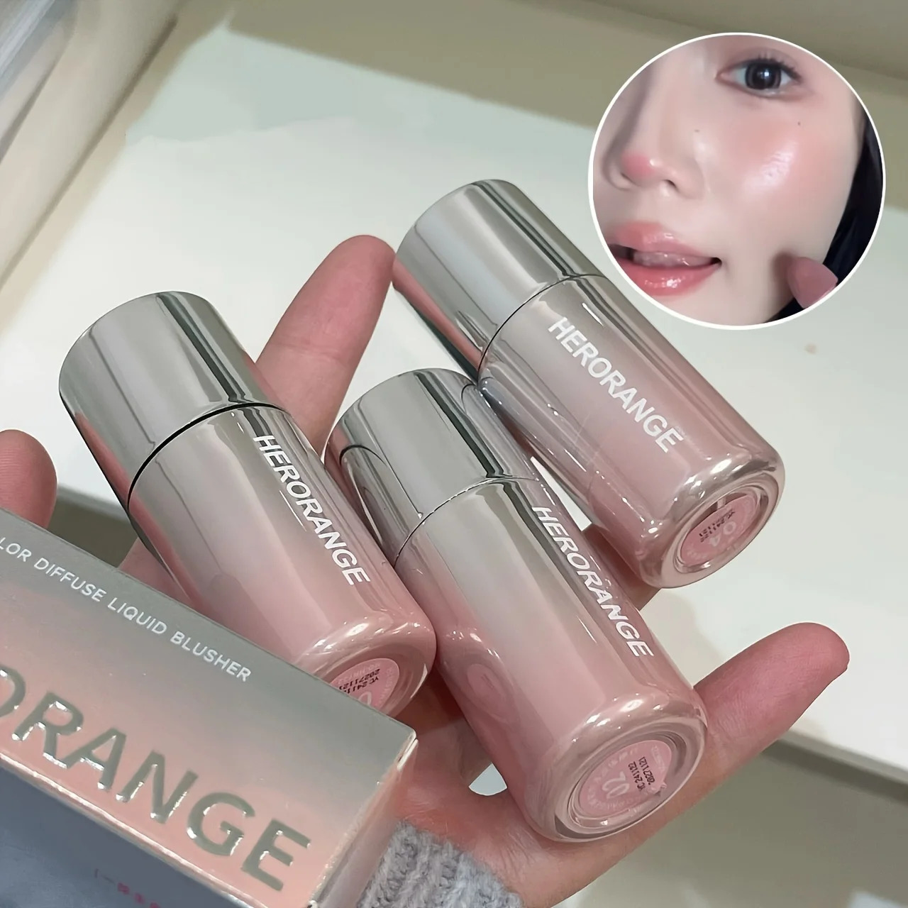 Herorange Liquid Blush Stick with Sponge Tip Suitable for Lips and Cheeks Waterproof and LongLastingC olorC orrectionS uitablef orA llS kinC 250324
