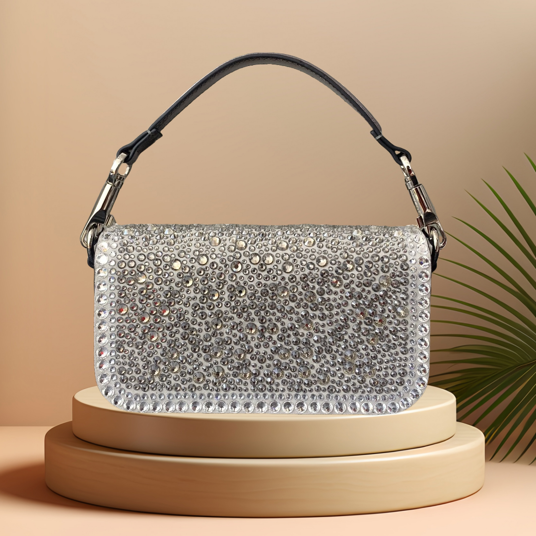 Master quality designer bags crystal tote with signature hardware, chain shoulder strap
